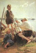 Albert Edelfelt shipbuilders oil on canvas